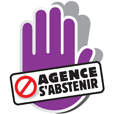 Image d'une main affichant la phrase : " agence s'abstenir "