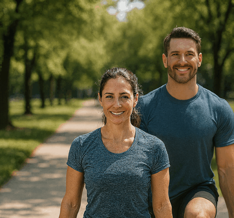 un couple en pleine séance sportive.