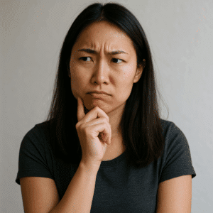 Femme d origine asiatique qui à l'air de douter
