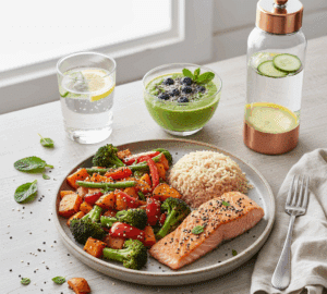 Plat représentant une garniture de bon produit sain.