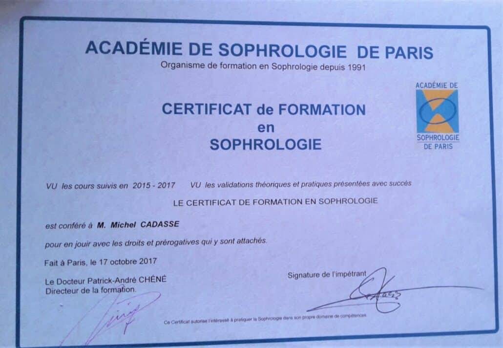 Certification de sophrologie Caceydienne