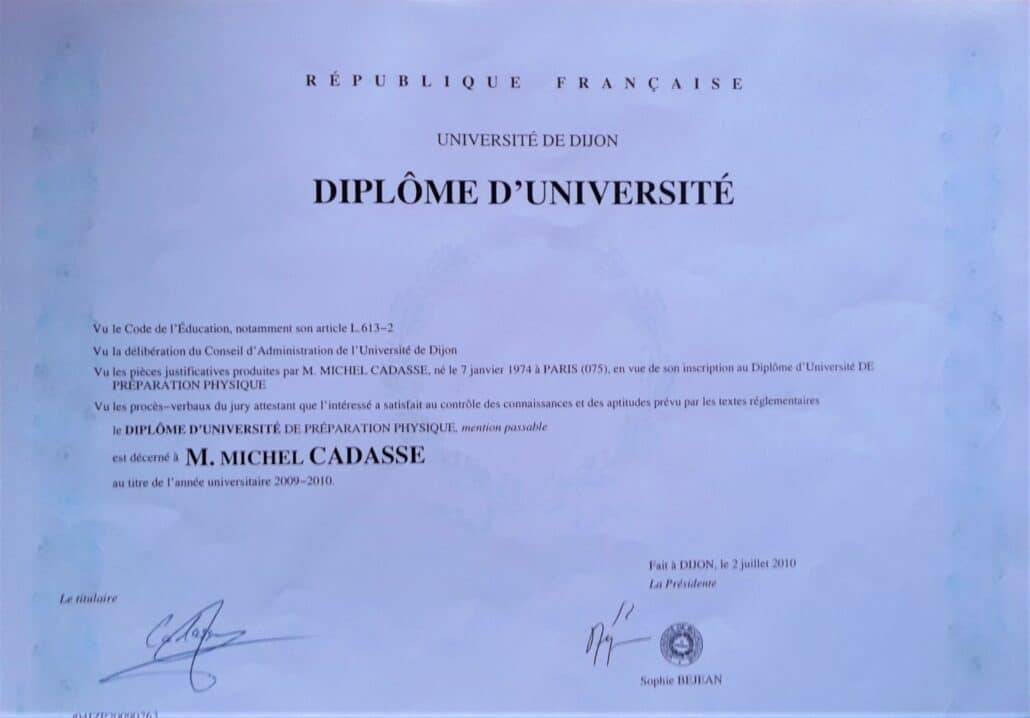 Diplôme Universitaire de préparateur physique