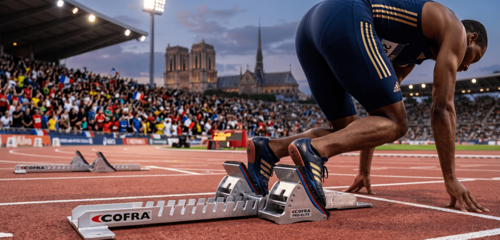 un athlète sur les starting blocks