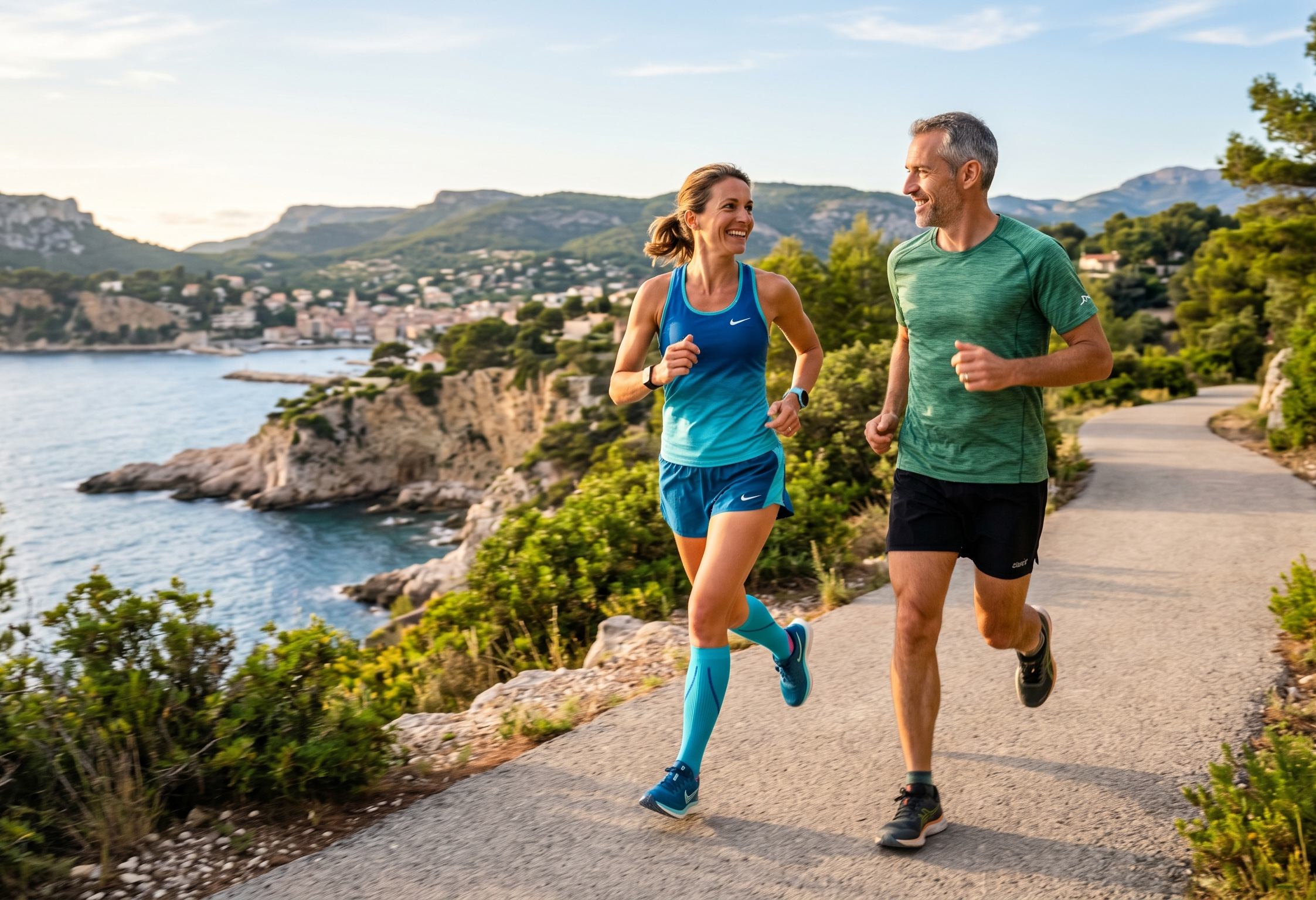Couple sportif en pleine séance.