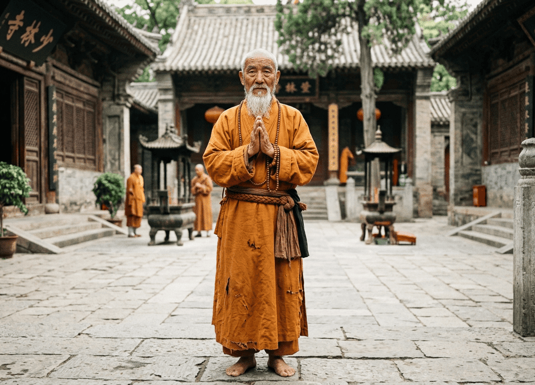 Maitre shaolin en pleine méditation