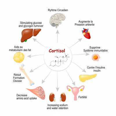 Interaction du cortisol dans le corps